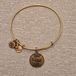 Alex and Ani Infinity Live A Happy Life Gold Tone Charm Bracelet - NWOT